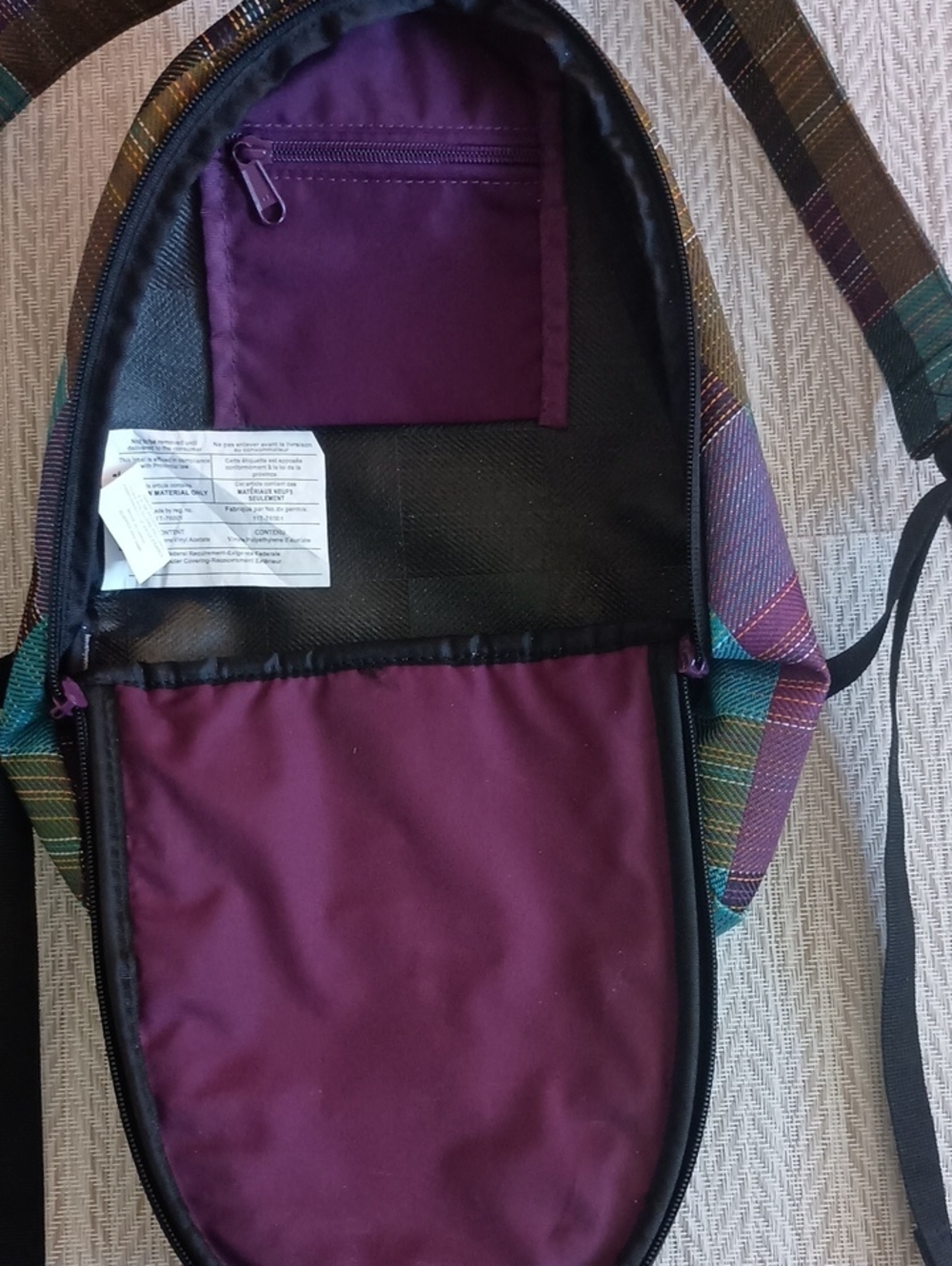 Dakine Multicolor Plaid Mini Backpack - Teal, Purple & Brown - Picture 4 of 4